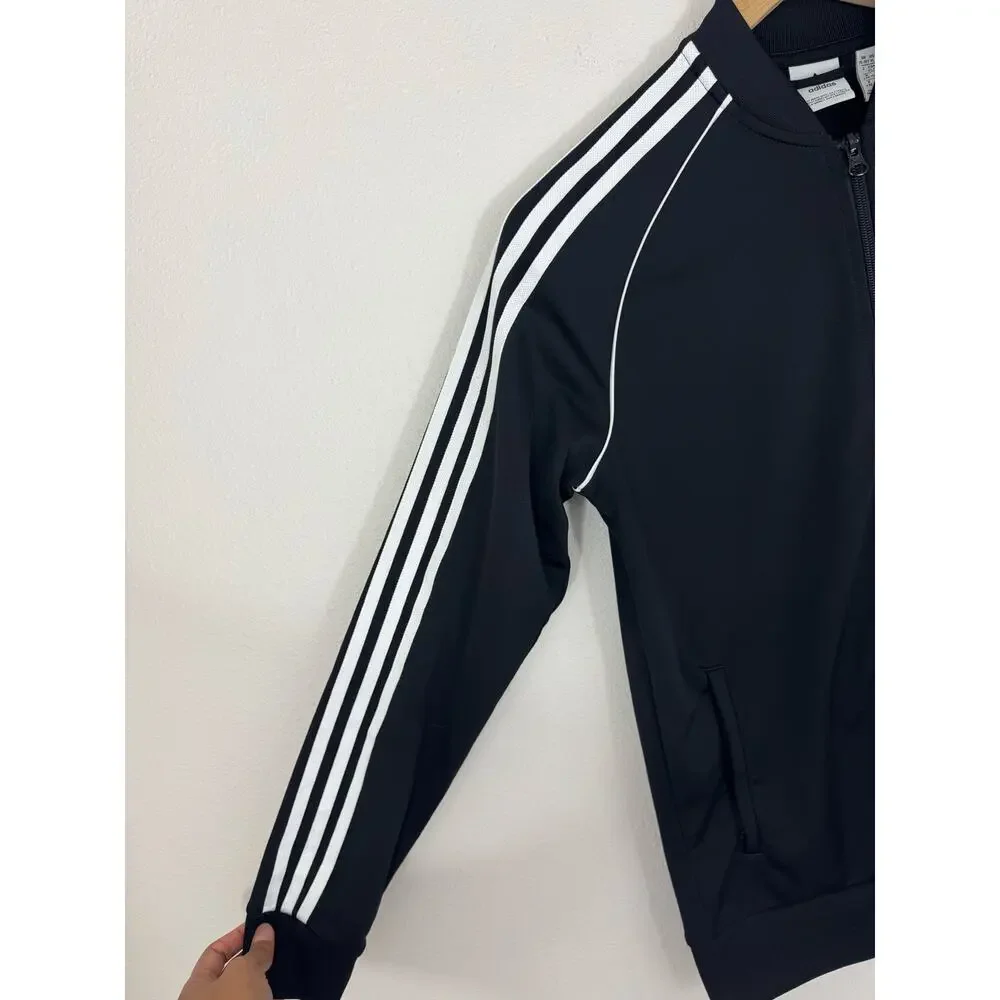 Adidas Originals Trefoil Track Jacket Youth XL Fits Women’s XS/S Black